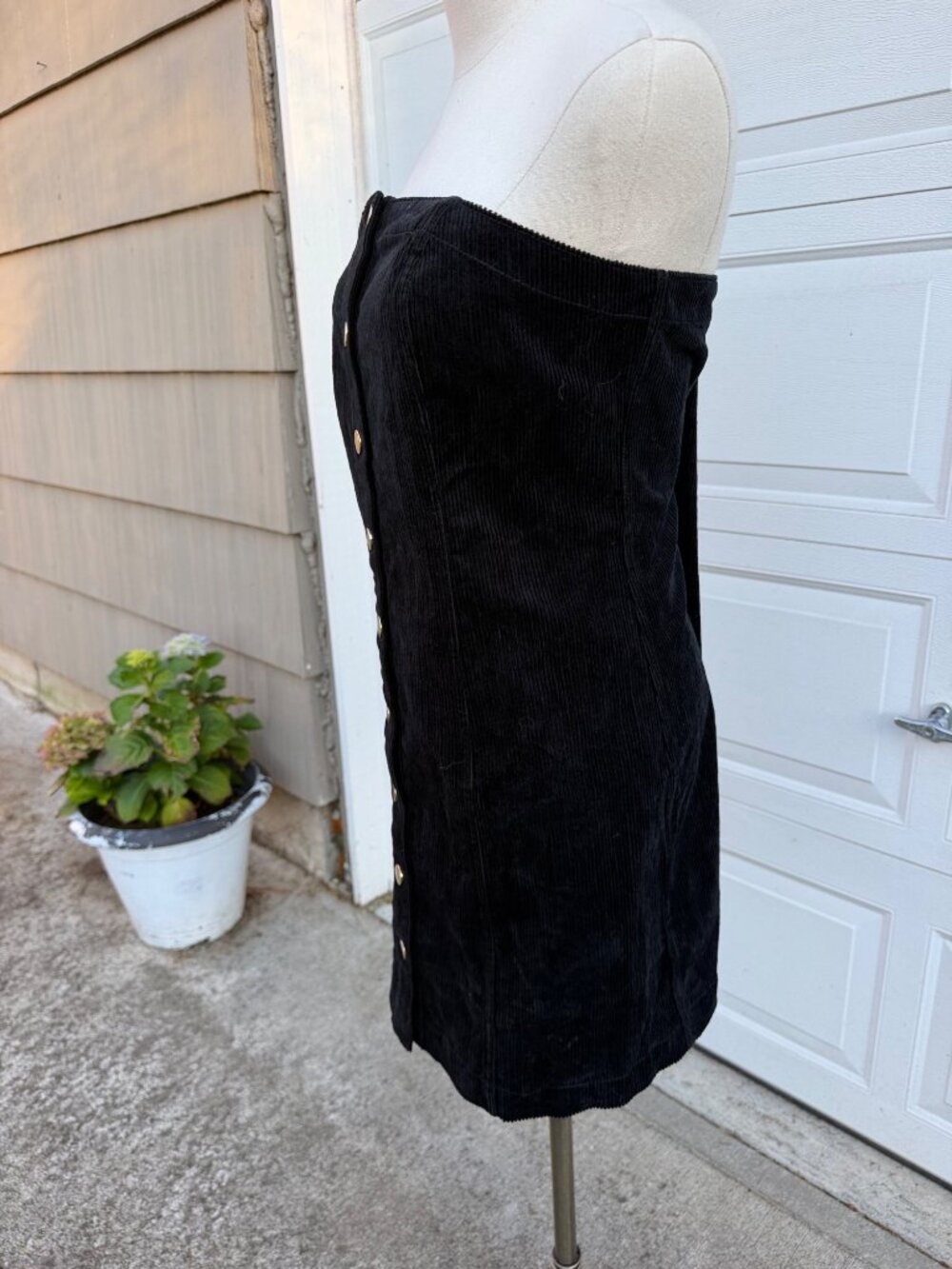GAP NWT Black Corduroy Strapless Button Front Mini Dress L Bodycon 90s Y2K - Picture 4 of 7
